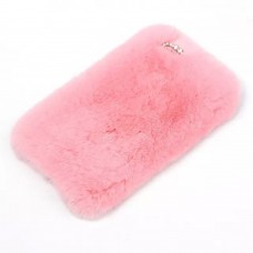 iPhone SE 5 5s - Luxury Soft Rex Rabbit Furry Hair Phone Protective Case Cover - Pink
